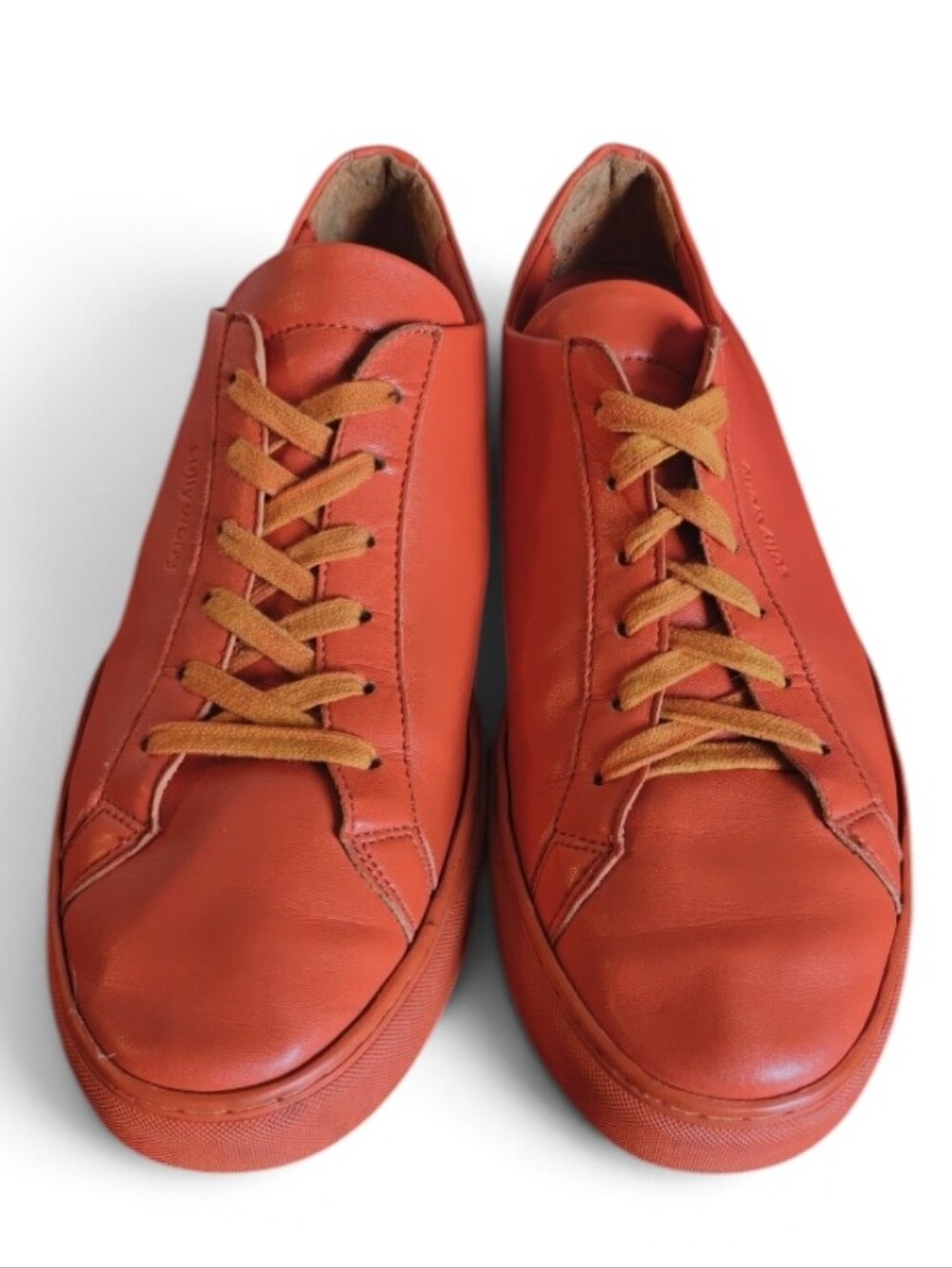 :10: Rare ✨ : Sully Wong Orange Leather Men's Sneakers.